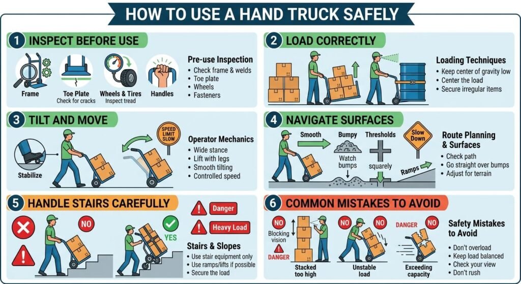 Visual Infographic of How to Use a Hand Truck Safely