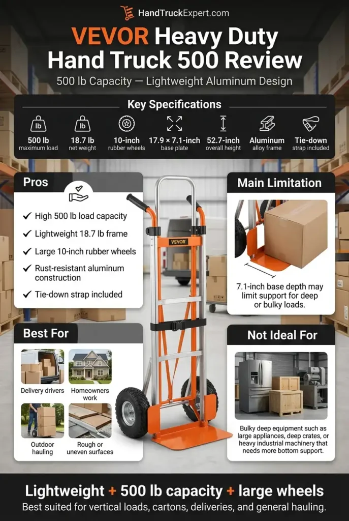 VEVOR Heavy Duty Hand Truck 500 Review Pros, Cons & Specs