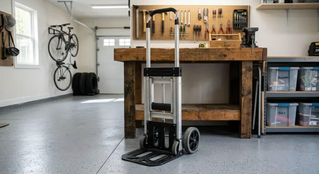 Cosco hand truck in the unfolded position before folding