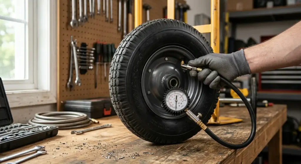 inflate-hand-truck-tire-after-inner-tube-replacement