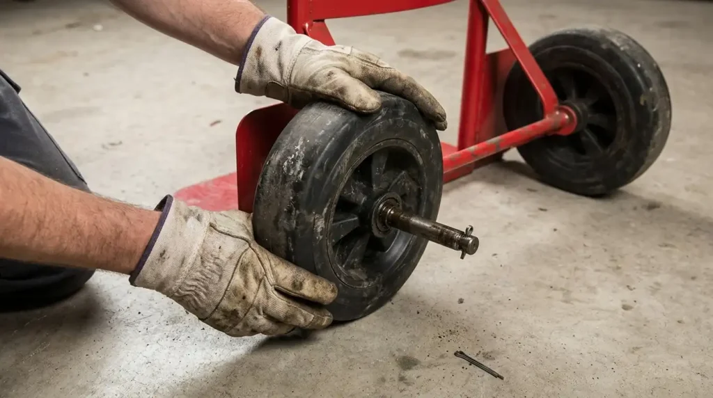 Removing a wheel from a Milwaukee hand truck axle
