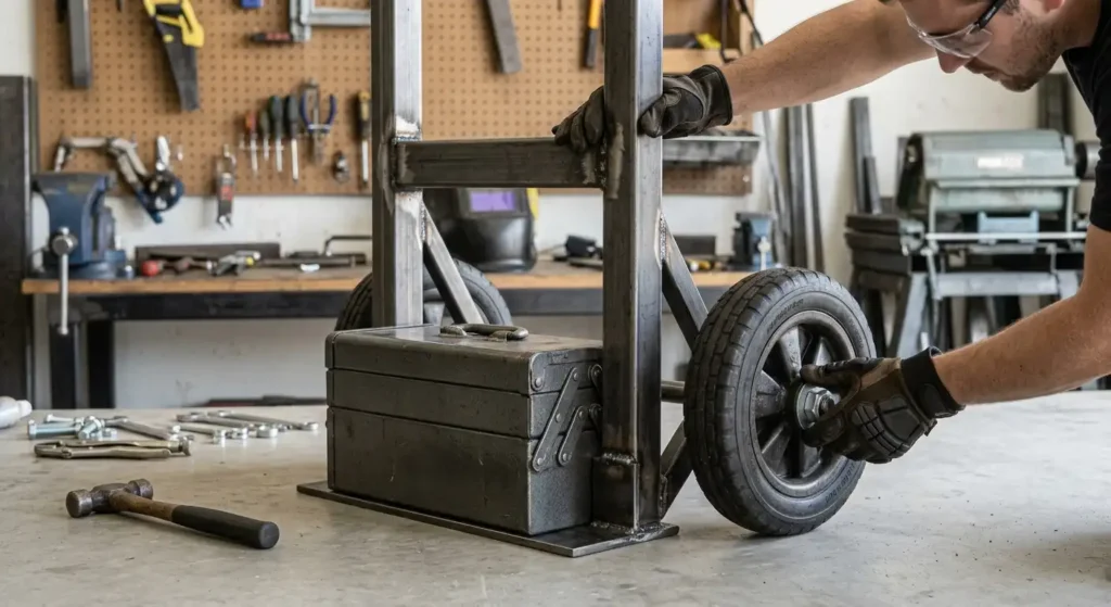 Inspecting and testing a homemade hand truck before use