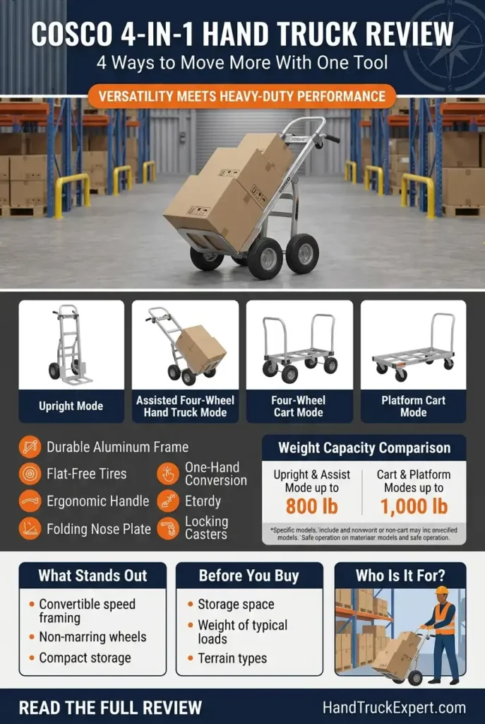 COSCO 4-in-1 Hand Truck Review 800–1,000 lb Capacity & Features