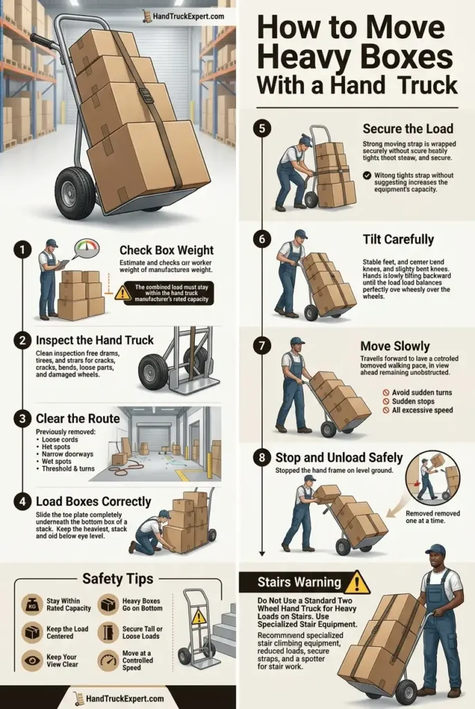 Infographic on How to Move Heavy Boxes With a Hand Truck