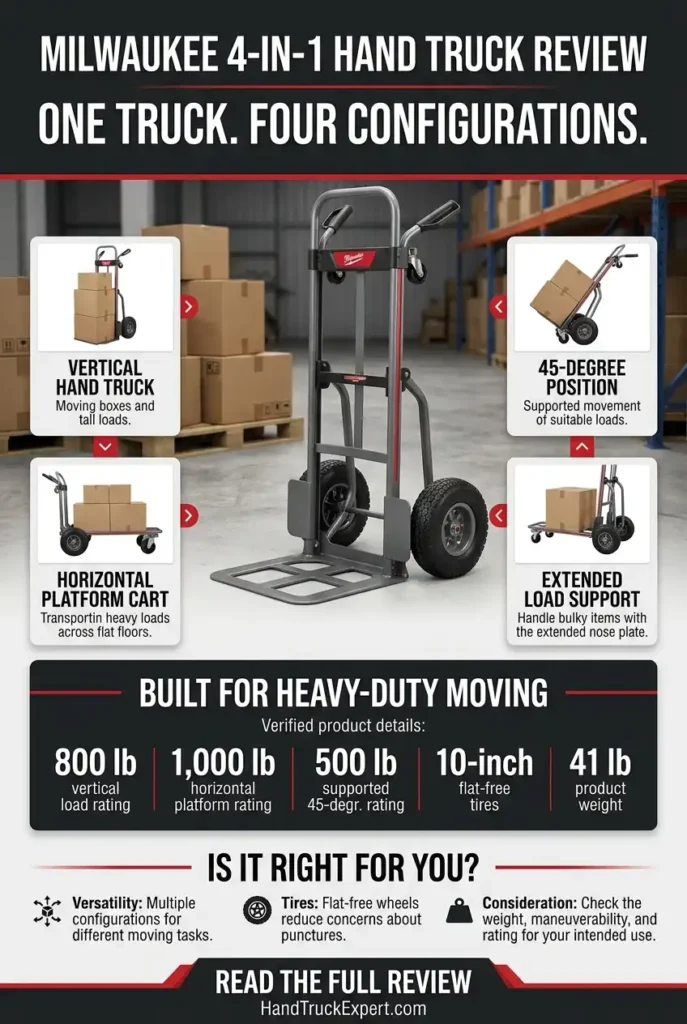 Milwaukee 4-in-1 Hand Truck Review Features, Capacity & Versatility